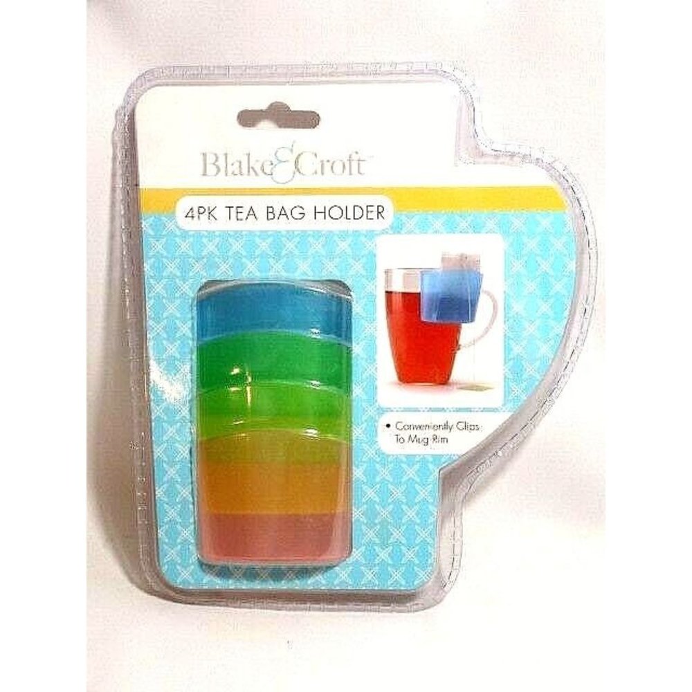 Tea Bag Holder 4-Pack Conveniently Clips to Mug Cup Rim Plastic Multicolors